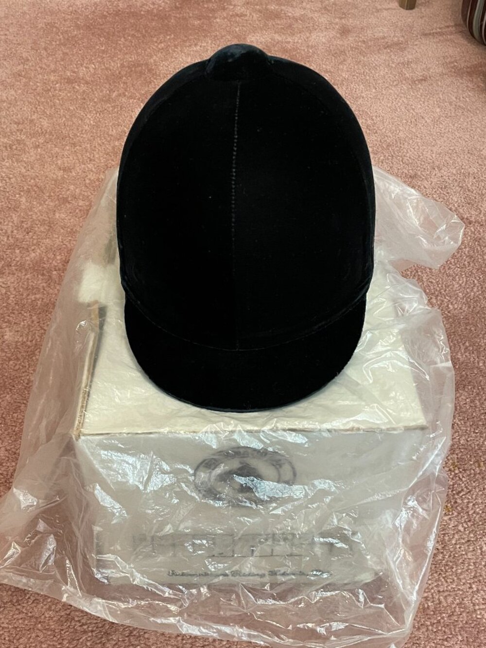 Ladies' black velvet riding helmet size 7
